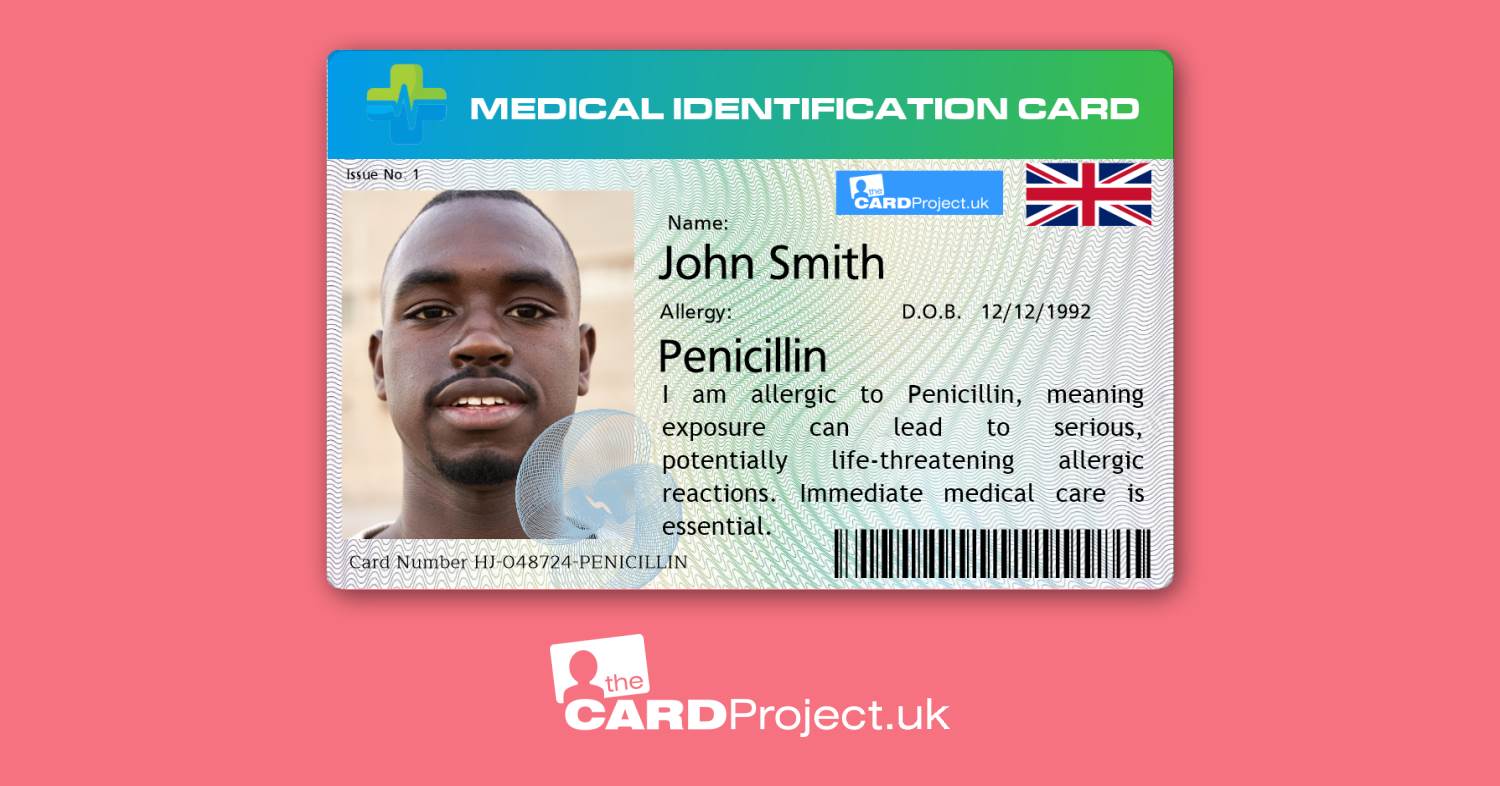 Premium Penicillin Allergy Medical ID Card (FRONT)